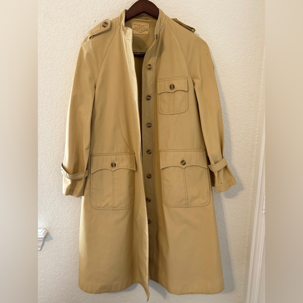 Vintage London Fog Military StyleTrench Coat Jacket Men’s Medium 42 Chest Beige